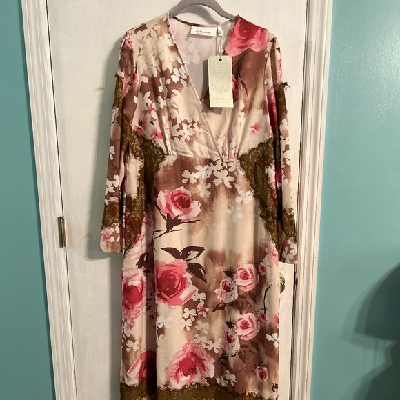 NWT LaBellum by Hillary Scott Lace Maxi Dress Lightweight Woven Floral, Size 12 - Picture 2 of 9